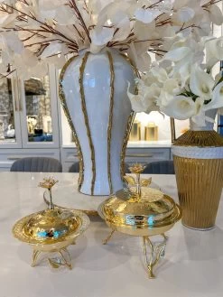 Gold Metal Dish From The Celine Flower Collection (2 Sizes) -Home Essentials Shop IMG 7327 3e5046d6 8339 450b bcef 8042d9a8bd99 new