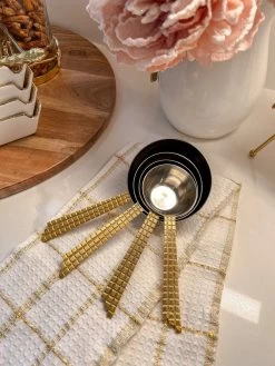 Measuring Cups With Mosaic Design Gold Handle