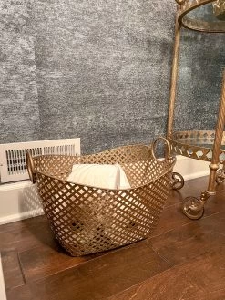 Gold Storage Basket With Handles