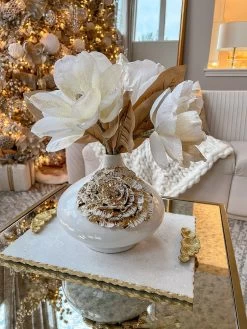 White Ceramic Vase With Gold Flower Design -Home Essentials Shop IMG 7549 new