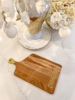 Wood Charcuterie Board With Gold Handle