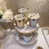 Round Marble Two Tiered Stand With Gold Detail -Home Essentials Shop IMG 7793