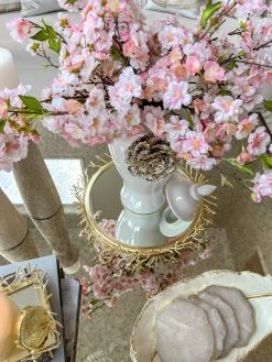 Round Decorative Mirror Tray With Gold Details
