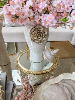 White Ginger Jar With Large Gold Flower Detail (3 Sizes) -Home Essentials Shop IMG 7830 new