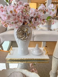 White Ginger Jar With Large Gold Flower Detail (3 Sizes) -Home Essentials Shop IMG 7960 2 new 1