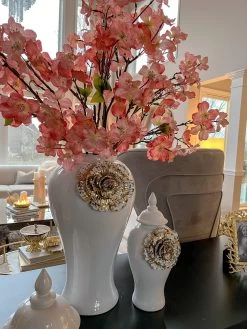 White Ginger Jar With Large Gold Flower Detail (3 Sizes) -Home Essentials Shop IMG 7998 1 new 1