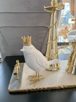 Set Of 2 Birds With Gold Crowns
