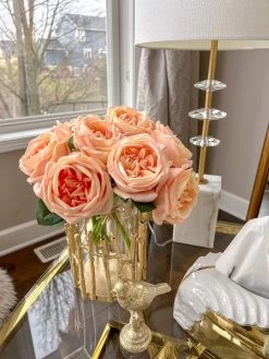 11.5" Peach Real Touch Garden Rose Bundle