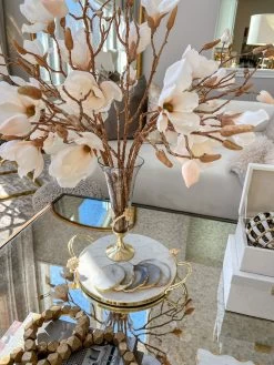 Glass Vase On Gold Base From The Hydrangea Collection