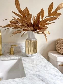 White And Gold Porcelain Striped Vase (2 Sizes) 14 White And Gold Porcelain Striped Vase (2 Sizes) -Home Essentials Shop IMG 8673 new