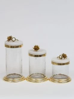 Gold Or Silver Canisters With Floral Lotus Lid (2 Colors) -Home Essentials Shop IMG 8741 new