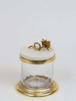 Gold Or Silver Canisters With Floral Lotus Lid (2 Colors) -Home Essentials Shop IMG 8756 new