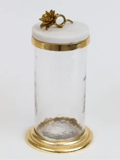 Gold Or Silver Canisters With Floral Lotus Lid (2 Colors) -Home Essentials Shop IMG 8758 new