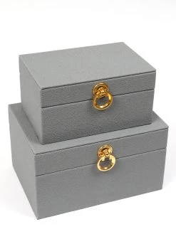 Set Of 2 Faux Leather Boxes W/ Gold Accent (2 Colors) -Home Essentials Shop IMG 8974 Edit new