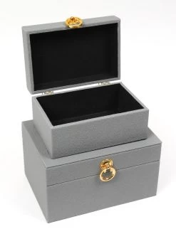Set Of 2 Faux Leather Boxes W/ Gold Accent (2 Colors) -Home Essentials Shop IMG 8976 Edit new