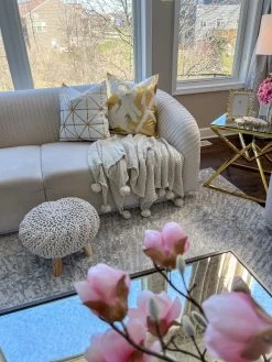 Knit Pom Pom Throw (2 Colors) -Home Essentials Shop IMG 9217 new