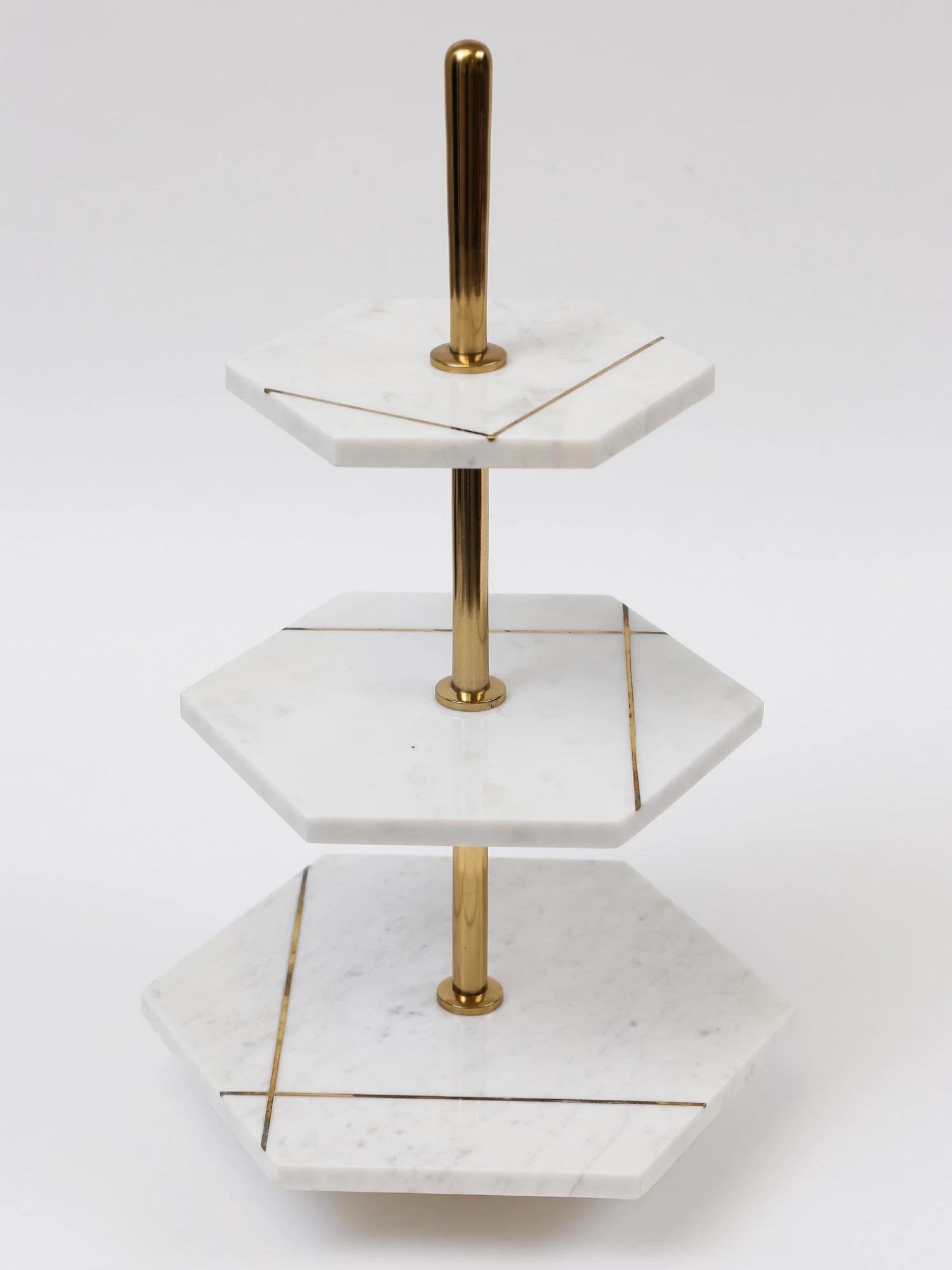 Three Tiered Marble Stand With Gold Inlay 4 Three Tiered Marble Stand With Gold Inlay - Image 2