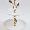 Imperfect White Double Tier Tray With Gold Leaf Details And Base -Home Essentials Shop IMG 9431 new