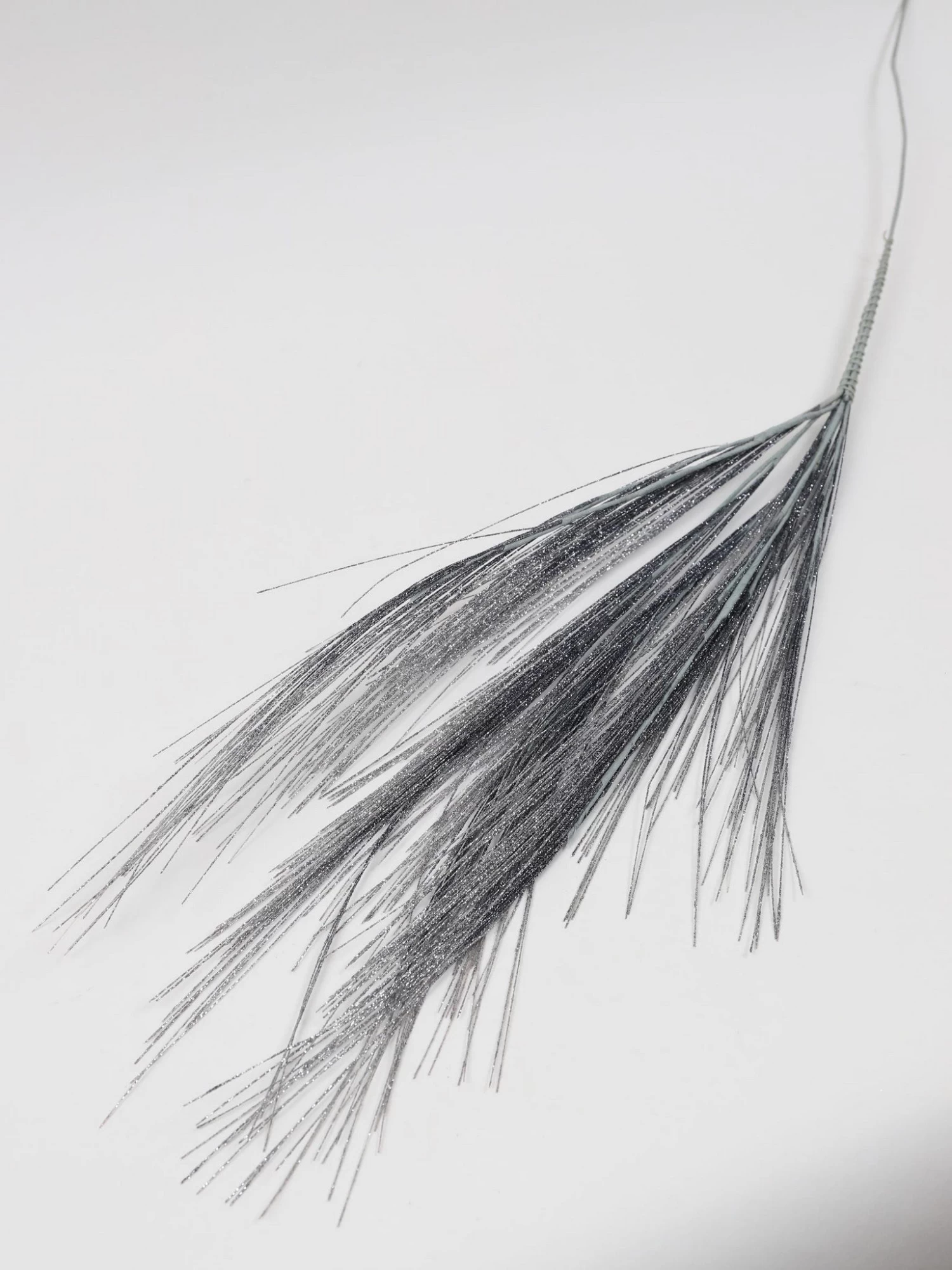 42" Black & Silver Glitter Faux Feathers Stem 4 42" Black & Silver Glitter Faux Feathers Stem - Image 2