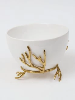 White Ceramic Bowl With Gold Textured Details (2 Sizes) " From Pops Of Color Home Collection" -Home Essentials Shop IMG 9572 new
