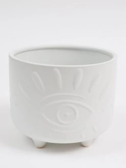 White Ceramic Evil Eye Planter (2 Sizes) -Home Essentials Shop IMG 9725 new