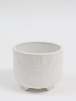 White Ceramic Evil Eye Planter (2 Sizes) -Home Essentials Shop IMG 9727 new