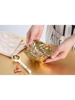 Gold Leaf Snack Bowl And Spoon Set -Home Essentials Shop SET 2013 1 new