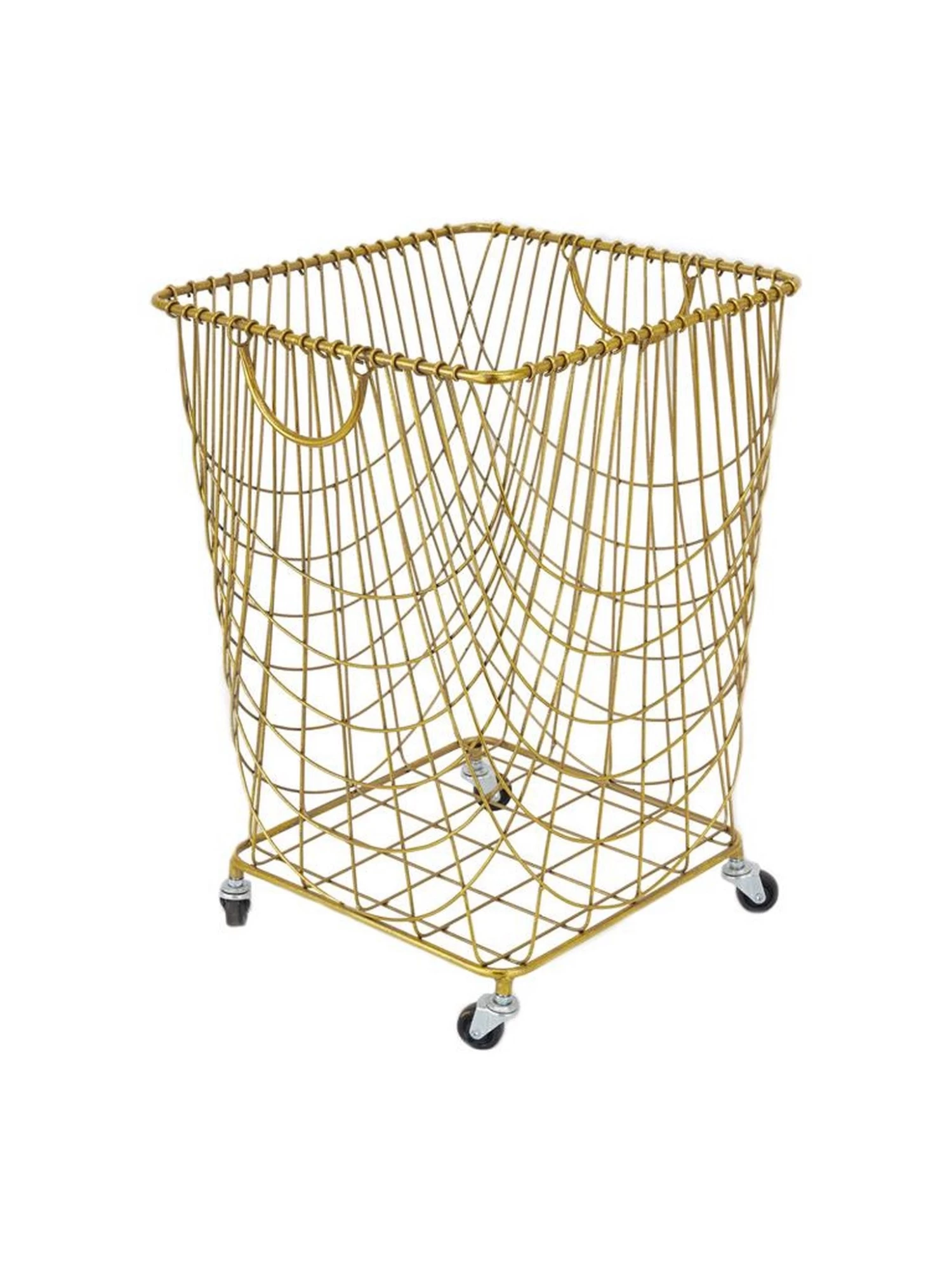 Gold Metal Rolling Laundry Basket/Storage Cart 4 Gold Metal Rolling Laundry Basket/Storage Cart - Image 2