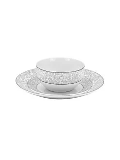 12 Piece White & Grey Porcelain Dinnerware Set -Home Essentials Shop ff83bfe57d46787cec49de298b838f56c7d134eb full new