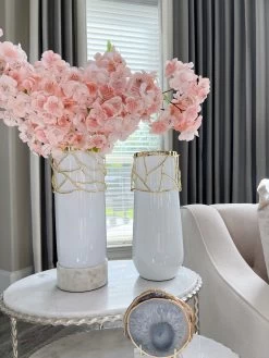 White Glass Vase With Mesh Design (2 Styles) "From Pops Of Color Home Collection"