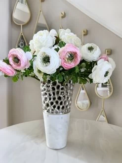 Textured Design Vase With White Marble Base (2 Colors) "From Pops Of Color Home Collection" -Home Essentials Shop image00005 new