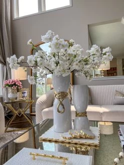 White Ceramic Vase With Elegant Gold Details (2 Sizes) -Home Essentials Shop image 085e80c4 8878 404c bd95 f8f6ab962713 new 1