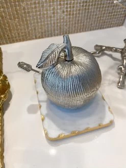 Silver Apple Honey Dish