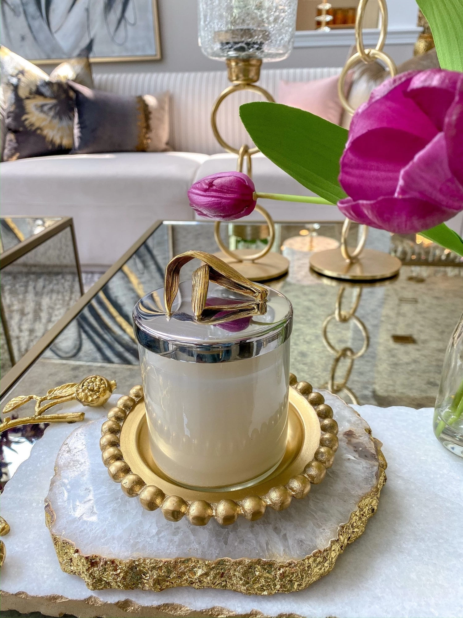 Silver And Gold Detailed Lid Candle - Vanilla (6 Styles) 4 Silver And Gold Detailed Lid Candle - Vanilla (6 Styles) - Image 2