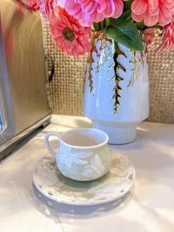 Set Of 2 Butterfly Tea Cup & Saucers