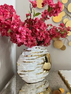White And Gold Textured Ceramic Vase -Home Essentials Shop image 0b66ea0b 9803 44fa 8e4f a7865b0085d4 new