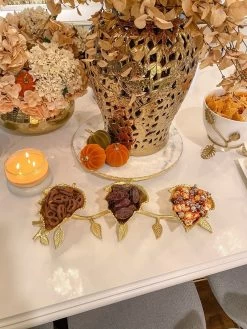 Gold Leaf 3 Section Bowls On Vine Stand