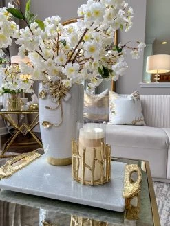 Glass Hurricane/Faux Floral Vase With Gold Twig Design (3 Sizes) -Home Essentials Shop image 0f9c6d8d 0abc 47fc ad71 ca9466606c35 1