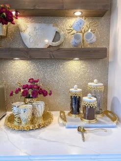 Gold Beaded Canisters W/ Marble Lid (3 Sizes) -Home Essentials Shop image 14cb68ac 2fd9 4fd9 9232 1a6fcc7da627 new