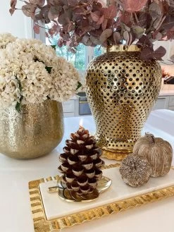 Large Glitter Pinecone Candle