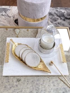 White Marble Tray With Gold Mosaic Handles -Home Essentials Shop image 1e8b7873 aab4 4f34 b5b2 92fda1cad2d3 1