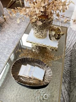 Metal Tray With Gold And Black Crocodile Print