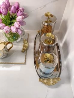 Silver Oval Tray With Gold Floral Handles -Home Essentials Shop image 2ac36916 f26d 4651 875b 0fb28c1420ec new