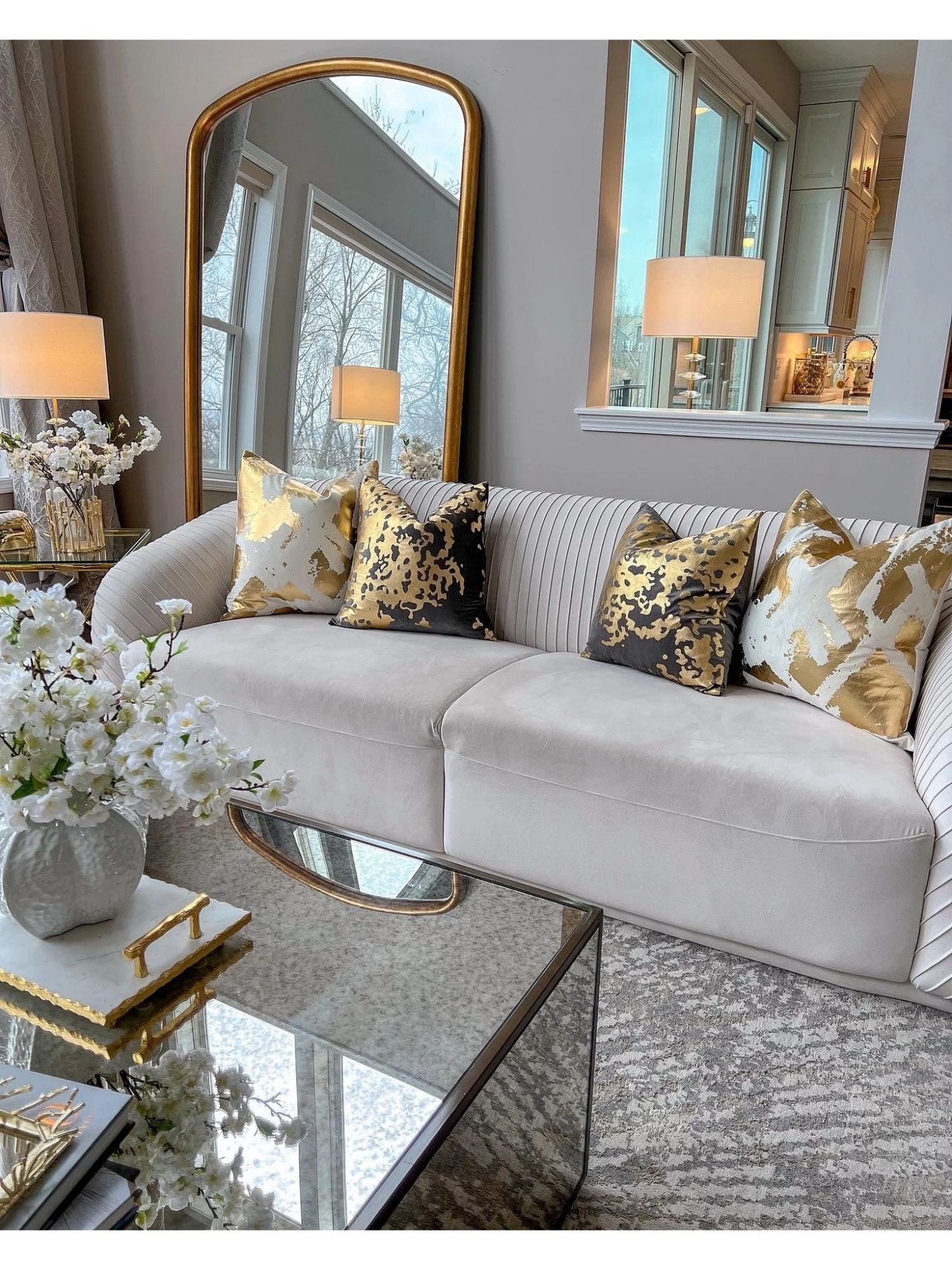 Zara Ivory Gold Pillow - 22" X 22" 6 Zara Ivory Gold Pillow - 22" X 22" - Image 4