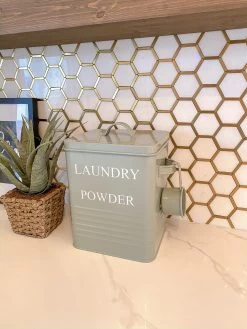 Metal Laundry Powder Container W/ Scoop