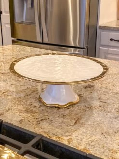 Gold Bordered Ceramic Cake Stand -Home Essentials Shop image 31fa01c6 ed7b 4824 b4bb 382d55886860 new