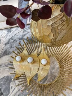 Gold Triple Leaf Tea Light Holder