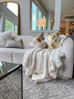 Beige Sherpa Pumpkin Pillow