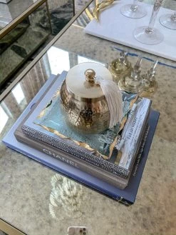 Square Crystal Tray With Gold Edge