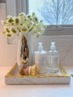 White Ceramic Vase With Gold Leaf Design (3 Sizes)